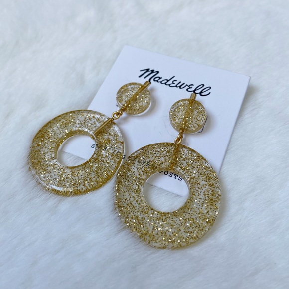 MADEWELL | Gold Glitter Statement Earrings - Picture 5 of 6
